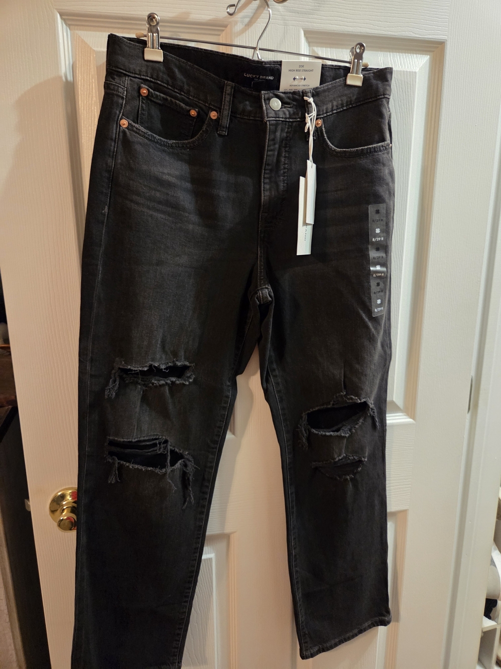 NWT Lucky Brand Black Distressed Relaxed Jeans
